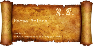 Macsa Britta névjegykártya